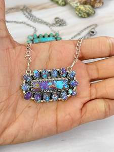 Fait à la main en argent Sterling barbe à papa violet Kingman Mojave Kingman Turquoise collier Unique Artisan bijoux - Product Image 3