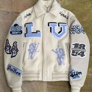 Alta calidad Y2K Hombres Cuello alto fino Logotipo personalizado Varsity Bomber Motocicleta Chaqueta de lujo Fabricante - Product Image 3