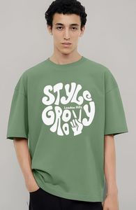 T-shirts surdimensionnés 100% coton pour hommes Tissu tricoté avec composites en polyester/coton et fibre de bambou - Product Image 5