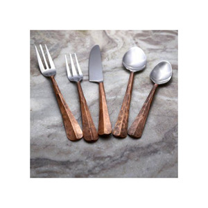 Juego de Cubiertos de Latón Macizo con Diseño de Mango Redondo, Juego de 5 Piezas con Acabado Mate a Precio Económico, Juego de Vajilla Plateada de Alta Calidad - Product Image 5