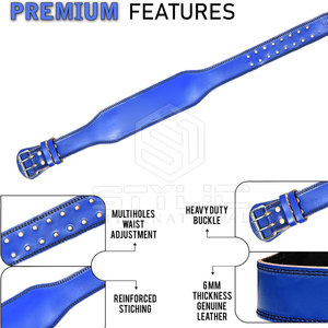 Cinturón de levantamiento de pesas grueso en cuero con ajuste ajustable adecuado para entrenamiento de fuerza y gimnasia - Product Image 2