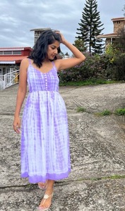 Robes décontractées à imprimé tye pour femmes avec décorations de boutons en dentelle Taille libre jusqu'à plus Motifs lavables Taille naturelle - Product Image 2