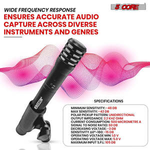 5Core Instrument <b>Microphone</b> Professional XLR Cardioid Pencil Stick <b>Condenser</b> Mic - Product Image 2