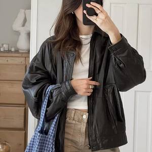 Blouson aviateur en cuir surdimensionné tissé écologique léger coupe-vent femmes automne/hiver/printemps Streetwear MS-JS-0088 - Product Image 1