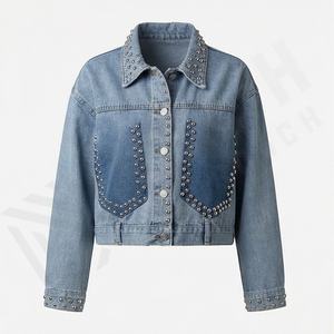 Veste en jean décontractée personnalisée pour hommes, grandes tailles, 100% coton, option logo sur le devant, respirante, veste d'hiver - Product Image 1