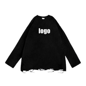 เสื้อยืดผู้ชายแขนยาวผ้าฝ้ายพิมพ์ลายทรงหลวมเข้ารูปสไตล์วินเทจ100% ได้ตามต้องการ - Product Image 6