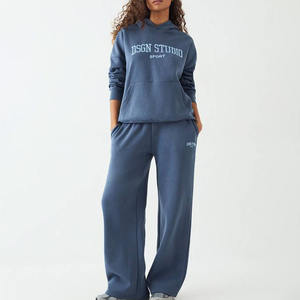 ชุดวอร์ม2ชิ้นมีฮู้ดสำหรับผู้หญิงชุดวอร์ม2ชิ้นลายกองทัพเรือมีฮู้ดและกางเกงขายาวระบายอากาศได้ดี - Product Image 1