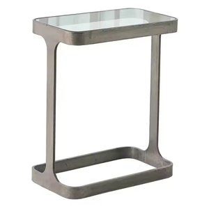 Antique <b>Silver</b> Glass Top Side <b>Table</b> - Product Image 4