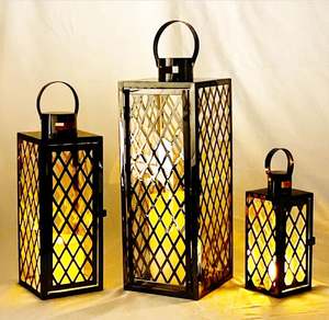 Ensemble de 3 pièces de lanternes Jumbo de luxe modernes pour intérieur et extérieur, avec Structure chromée et verre trempé, vente en gros - Product Image 4