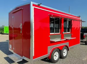 Red <b>Mobile</b> Food Truck <b>Trailer</b> Dual Axle <b>Catering</b> Vehicle with Custom Kitchen Setup Rust Resistant for Snack & Beer Service - Product Image 4