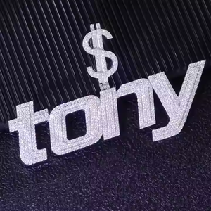 Exclusive 925 Silver 3 Inch Moissanite Diamond Custom Name Pendant Necklace Hip Hop Personalized Iced Gold Plated Trendy Unisex - Product Image 1