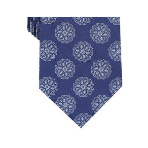 Cravatta da uomo Tasso Elba, taglia regolare, blu con medaglione, in seta con motivo floreale - Product Image 3