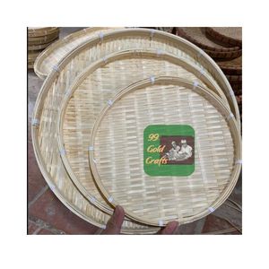 Vente en gros de panier à vanner panier de stockage alimentaire style vintage forme plate panier en bambou taille personnalisée panier rond en bambou - Product Image 1