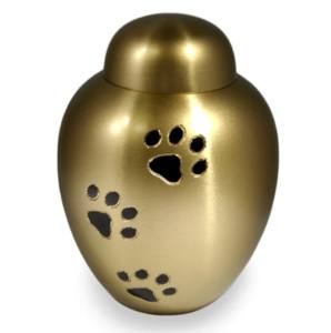 Urnas de cremación de latón con diseño de impresión de pata Acabado en azul y dorado Cenizas humanas de la más alta calidad Urnas para mascotas - Product Image 6