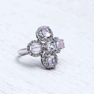 Cuarzo Rosa Ajuste de punta redonda cabujón piedra semipreciosa anillos de piedras preciosas al por mayor 925 Plata sólida joyería fábrica India - Product Image 2