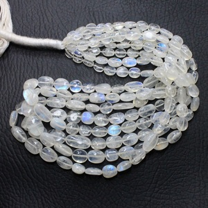 ลูกปัดสีรุ้งสีขาวรูปวงรีเรียบลูกปัดสีฟ้าสีฟ้าสีรุ้งสีขาวมูนสโตน5X8MM 11X9MM ประมาณ15 'นิ้ว - Product Image 3