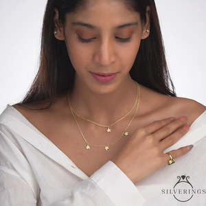 Collier de mode en argent sterling 925 avec zircon double couche royal - Product Image 1