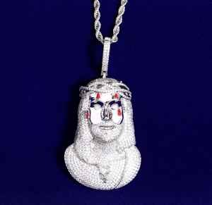 Pendentif Visage de Jésus Grand Format en Zircon Cubique Effet Glaçon, Collier Diamant Glacé, Bijoux Bling Hip Hop pour Rappeurs, Bijoux pour Hommes, Cadeau pour Lui - Product Image 1