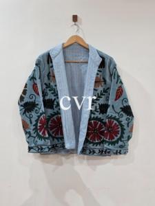 Manteau de luxe pour femme brodé à la main, en velours Suzani, style ouzbek, fait main, éco-responsable, hiver, bohème, pour les fêtes - Product Image 5