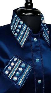 Handmade Cowgirl Western Show Shirt High Waist Zipper Closure Breathable Stretch Taffeta Fabric for <b>Horse</b> <b>Riding</b> <b>Wear</b> - Product Image 3