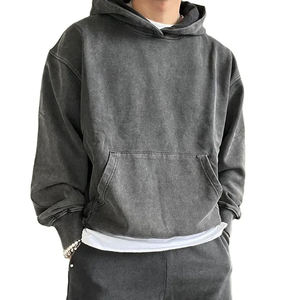 Sudadera con capucha de lana de peso pesado Unisex personalizada 100% algodón Etiqueta Privada fabricante OEM hombres sudaderas con capucha de gran tamaño diamantes de imitación desgastados - Product Image 2