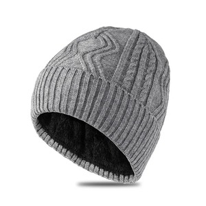 Gorro de punto cálido de invierno de lana 100% Unisex, gorros de invierno sólidos a la moda para hombres y mujeres, gorro informal - Product Image 1