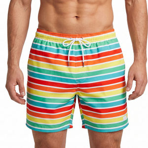 New <b>Men's</b> Tropical Leaf Print Board Shorts Quick Dry Drawstring Elastic Waist Casual Swim <b>Trunks</b> Short Length - Product Image 2