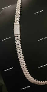 Collar de Cadena Cubana con Diamantes de Imitación VVS, Estilo Hip Hop, Plata 925 - Product Image 3