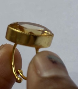 Impressionnant forme ronde Citrine facettes gemme réglable anneau 10X16MM lunette ensemble fait à la main 925 argent plaqué or bague pour femmes et hommes - Product Image 6