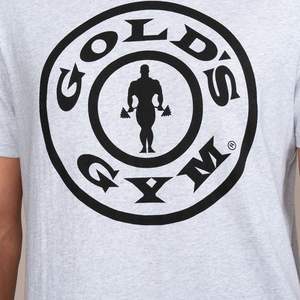 Plaque de poids T-shirt de sport gris coton biologique T-shirt de gymnastique respirant vêtements de sport musculation Fitness Shirt Regular Fit Golds Gym - Product Image 4
