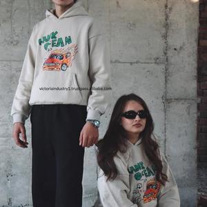 Sweat-shirts streetwear imprimés DTF 100% coton à prix de gros, mode couple, personnalisés, manches longues, coupe ample - Product Image 3