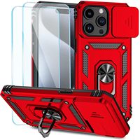 Coque de téléphone pour iPhone 17 16 15 14 13 12 11 Pro Max avec cache-caméra coulissant et béquille rotative
