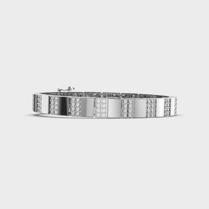 IGI Certified Lab Grown Round Diamond Geometric Link <b>Bracelet</b> in <b>Solid</b> 925 Sterling <b>Silver</b> - Product Image 1