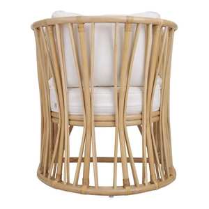 Modern Minimalist Handcrafted <b>Rattan</b> Lounge Chair <b>Cushions</b> for Dining Villa Living Room Patio Hotel Use-Outdoor Accent Chair - Product Image 4