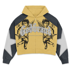 Sudadera con Capucha y Cremallera, Estilo Vintage, Lavado Ácido, 500 Gsm, Diseño Desgastado, Talla Grande, Venta al Por Mayor - Product Image 2