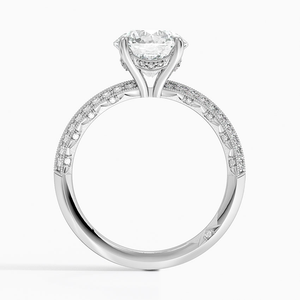 Anillo de compromiso de oro de 10K de alto brillo, regalo de boda de lujo con glamour con diamante cultivado en laboratorio de corte redondo para mujer - Product Image 2