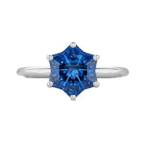 Bagues de fiançailles solitaires en argent 925 plaqué or avec diamants de laboratoire VVS VS de qualité supérieure, certifiés GIA IGI, motif floral bleu fantaisie de Noël - Product Image 1