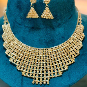 Conjunto de collar y pendientes de oro elegante de 24 quilates, joyería de moda más vendida en Francia - Product Image 1
