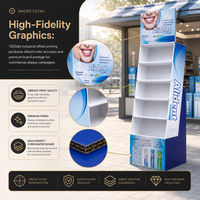 Support d'affichage POP en carton à 3 niveaux, présentoir publicitaire au sol en carton ondulé, montage facile, portable