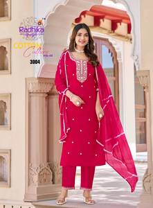 Bordado de algodón indio y paquistaní desgaste del partido Kurti pantalón con Dupatta catálogo de precios al por mayor - Product Image 5