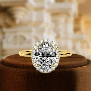 Anillo de compromiso, boda o aniversario clásico de oro amarillo de 14K con diamante ovalado de 1 quilate cultivado en laboratorio, certificado por IGI, para mujer, con engaste de puntas. - Product Image 3