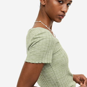 ขายส่งจํานวนมากเปล่าCrop TopsฟิตเนสBasicเสื้อยืดแขนกุดฤดูร้อนผู้หญิงเสื้อผ้าถักซี่โครงโลโก้ด้านบนTank Topผู้หญิง - Product Image 3