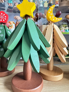 Tapis chauffant pliable en bois pour arbre de Noël et ensemble de sous-verres ornement de vacances réutilisable et écologique pour la maison et la cuisine - Product Image 4