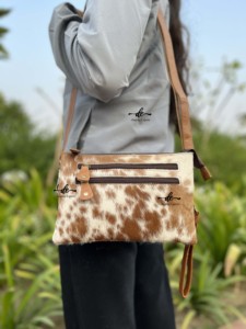 Cheveux de fourrure de peau de vache sur le sac à main en cuir de peau de vache multi-usages sac à bandoulière en cuir de fourrure véritable sac à bandoulière en cuir de chaîne - Product Image 2