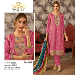 Vichitra lourd avec broderie Codding Séquence Travail Costume pakistanais pour les festivals et les fêtes Disponible à un prix abordable - Product Image 4