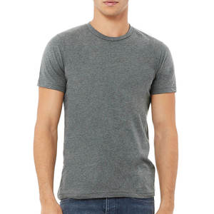 T-shirt à col rond gris pour homme 100% coton Casual Plain Crew avec motif imprimé en jersey respirant - Product Image 1