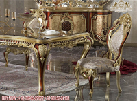 Meubles de salle à manger de style baroque royal français, aspect classique, meubles de salle à manger sculptés à la main, ensemble de salle à manger à double sculpture