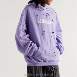 Custom Drop Shoulder Hoodies Sudadera con capucha Casual Washed Distressed Oversize Pullover Heavyweight Hoodie - Product Image 6