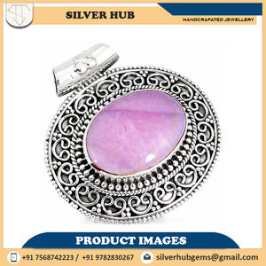 925 argent Sterling naturel rose Kunzite pendentif fait main bijoux fins pierre ovale en gros OEM & ODM lunette réglage pierre de naissance - Product Image 4