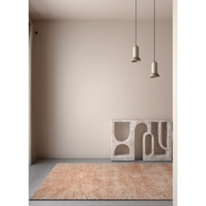Tapis Uvenuti grande surface noué à la main en laine et soie de bambou, motif abstrait rectangulaire ivoire pour la maison, le couloir, modèle 5005 - Product Image 5